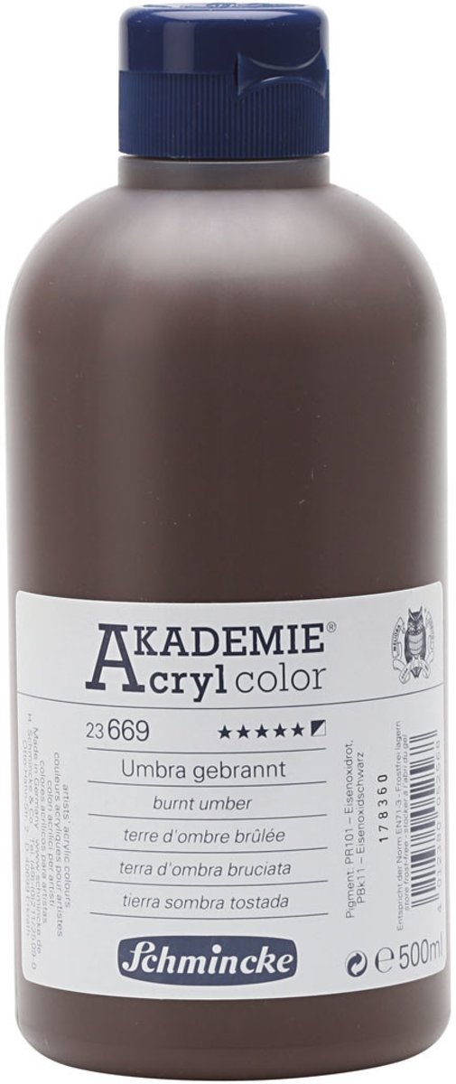 Schmincke AKADEMIE® Acryl color , burnt umber (669), opaque, , 500ml [HOB-31882]